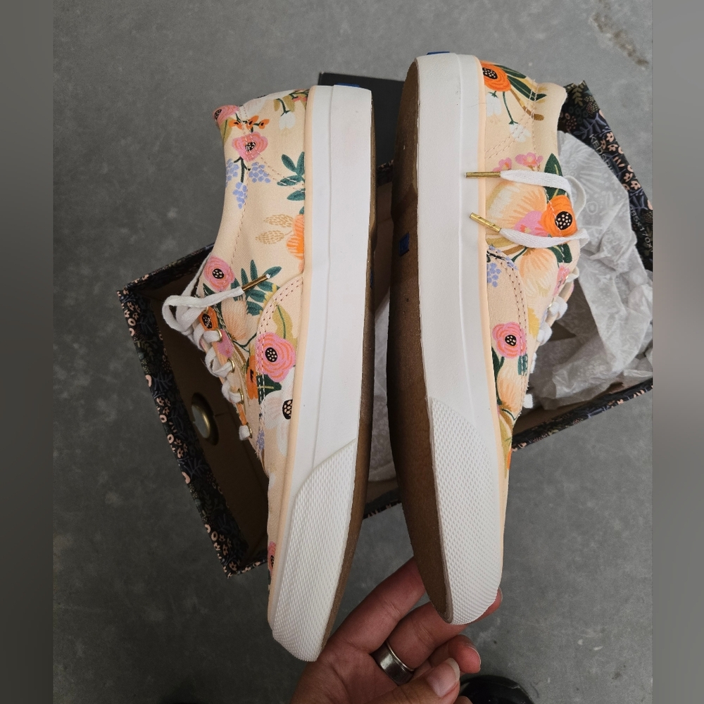 Keds Rifle Paper Co Anchor Tennis Shoes in Lively Pink Floral - Picture 3 of 6